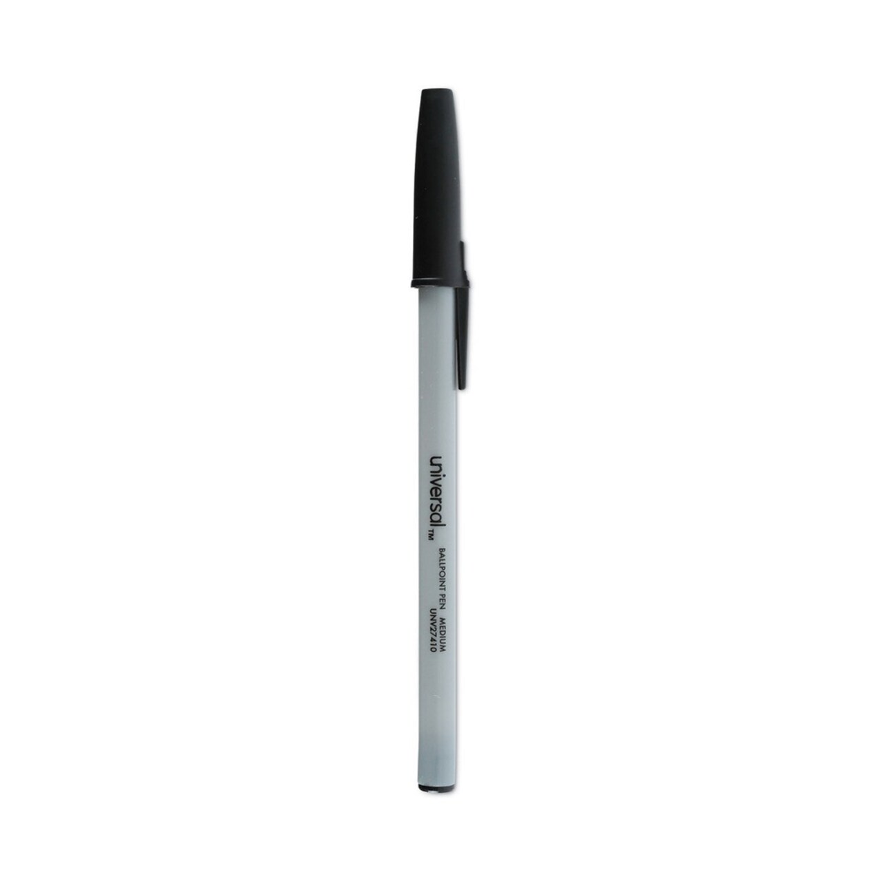 Universal Medium 1 mm Stick Ballpoint Pen - Black Ink, Gray/Black Barrel (1 Dozen)